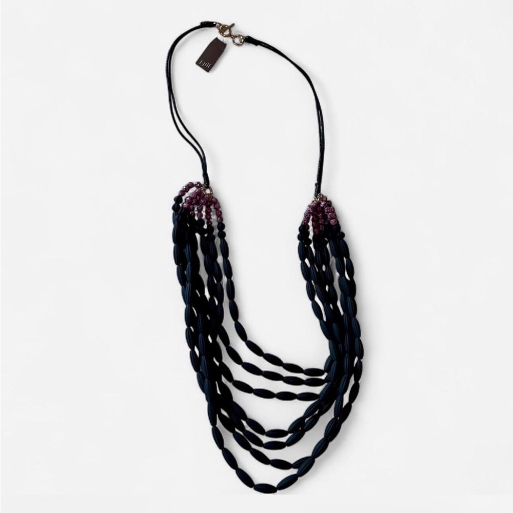 J. Jill Layered Black Necklace with Gemstone Beads and Gold-Tone Accents, NWT